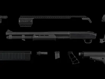 Mossberg 590 Tactical 12 Gauge Shotgun Build Low-poly 3D model
