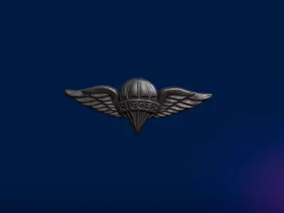 Paratrooper Rigger Wings Badge Low-poly 3D model