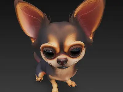 Chihuahua Dog Realistic 3D Model - Low Poly Realistic Low-poly 3D model
