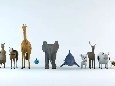 Lowpoly Animals Pack Low-poly 3D model