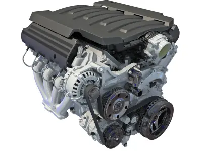 V8 Engine with Semi Interior 3D model