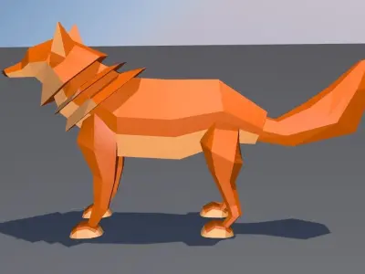 Lowpoly Wolf polygonal fox 3D model