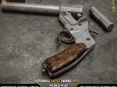 Flare Gun Hebel Model 1894 World War Low-poly 3D model