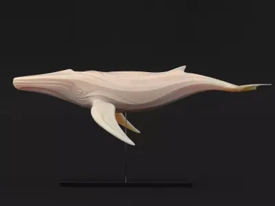 Statuette Whale on stand Low-poly 3D model