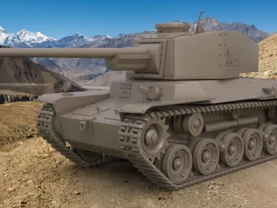 Tank Type 3 Chi-Nu Japan Clay Mental Ray 3D model