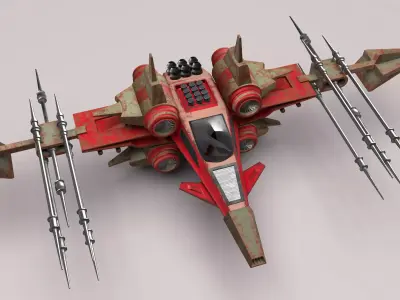 Si Fi Fighter jet Low-poly 3D model