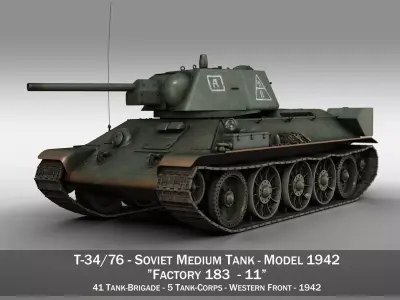 T-34-76 - Model 1942 - Soviet medium tank - 11 3D model