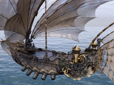 Fantasy Flying Ship 3D model