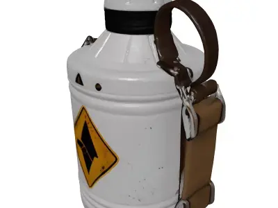 Worn Metal Canteen with Strap 3D model