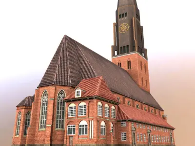 Hamburg StJacobi Kirche Low-poly 3D model