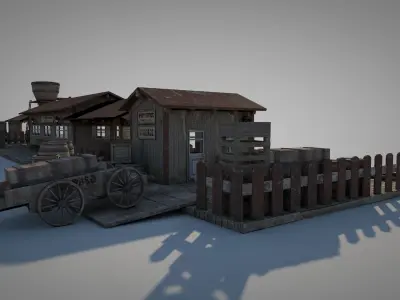 El Paso City Vintage Western Train Station 3D model