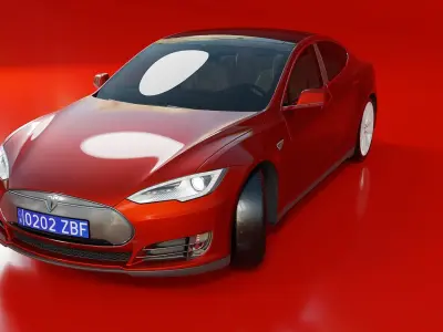 Tesla MODEL S car with heart Free 3D model