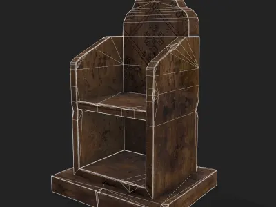 Rustic Medieval Wooden Bedside Book Shelf Free low-poly 3D model