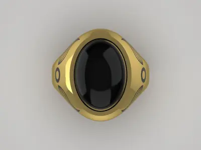 Man Gold Ring with Black Onyx mr0196 3D print model