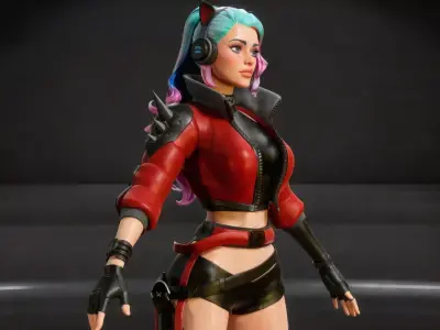 Cyber Girl Low-poly 3D model buy