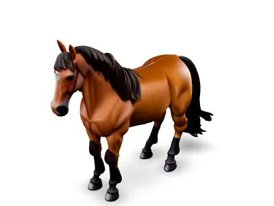 Realistic Chestnut Horse 3D Model Low-poly 3D model