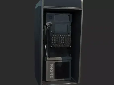 Future sci-fi retro style telephone booth 3D model