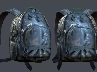 Backpack military combat Black baggage Low-poly 3D model