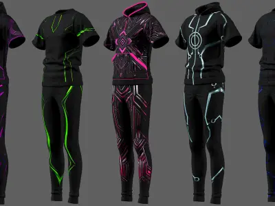 5 Future Glow Activewear Set 3D model