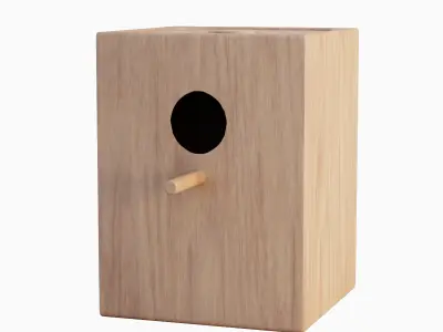 Wooden Birdhouse B Set 3D model