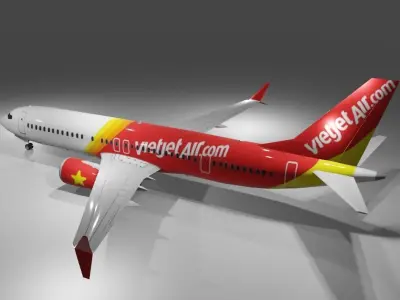Vietjet airlines Boeing 737 max 8 200 3d model  Low-poly 3D model