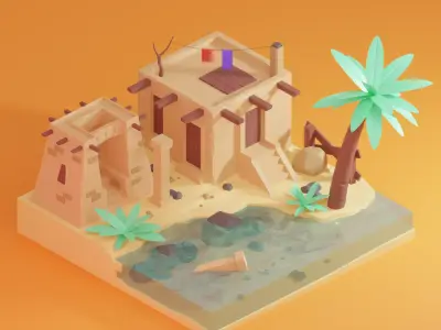 Low-poly egypt installation Low-poly 3D model