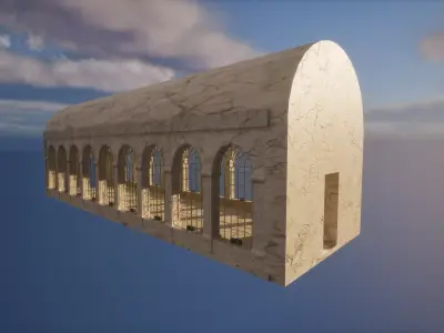 Marble corridor Low-poly 3D model