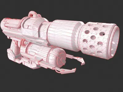 Sci-fi Flamethrower Low-poly 3D model