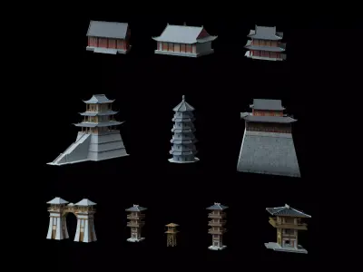 Ancient Chinese Architecture 03 Low-poly 3D model