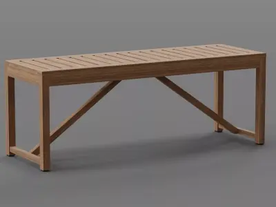 Bench Low-poly 3D model 11