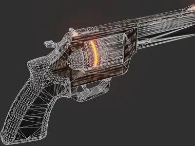 Sci-fi revolver Low-poly 3D model