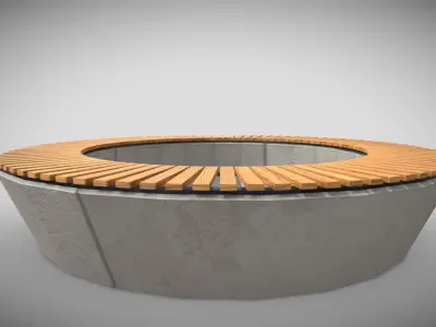 Cement Circular Bench  Low-poly 3D model