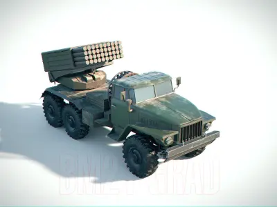 BM-21 Grad Aged PBR Low-poly 3D model
