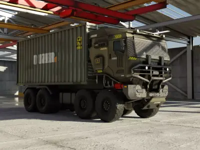Heavy-Duty 8x8 Off-Road Military Cargo Truck Low-poly 3D model