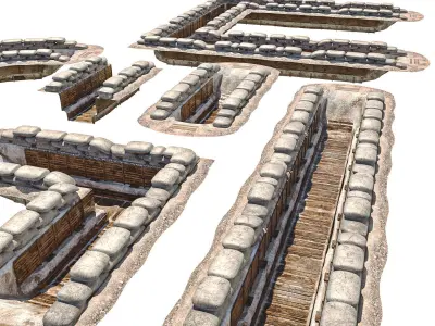 War Barricade pack 3D model