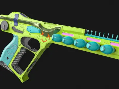 sci-fi Cartoon Pistol Low-poly 3D model