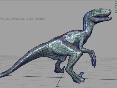 Velociraptor dinosaur Low-poly 3D model