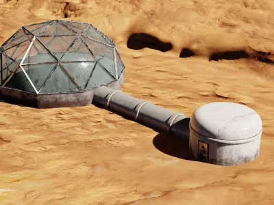 Mars base Low-poly 3D model 6