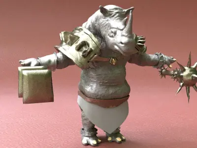 Cartoon Rhinoceros 3D model