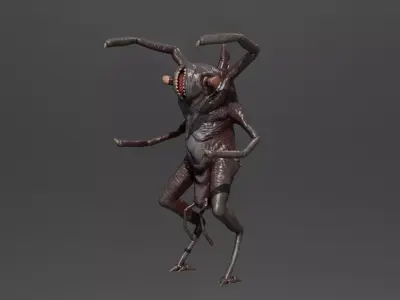  Terrifying Insectoid Monster Low-poly 3D model