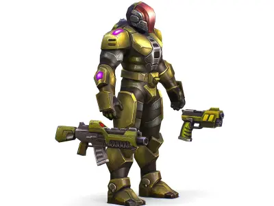 Sci-Fi Man Cyborg male Drone Trooper Soldier Low-poly 3D model