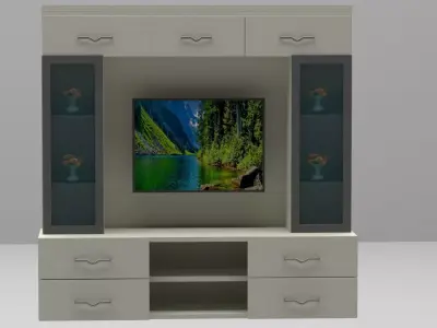 Modern TV Cabinet Wall Unit with Storage Free 3D model