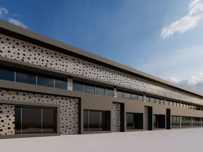 Minimalist 2 storey building 3D model