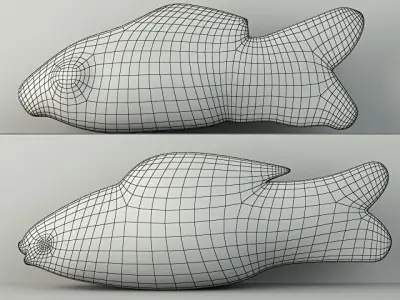 Hand Carved Petrified Wood Koi Fish 3 3D model