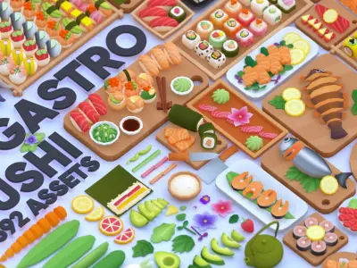 GASTRO Sushi Food Pack Low-poly 3D model