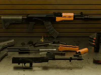 Customizable AK Low-poly 3D model