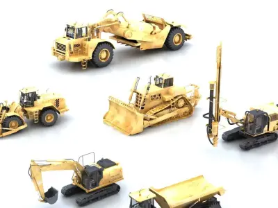 Mining and Construction Heavy Machinery Complete 3D Asset Pack 3D model