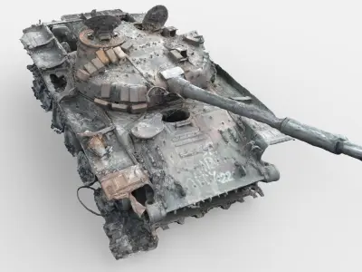 Burned Tank Wreck 01 3D model