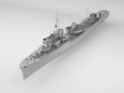 Type 1936 German Destroyer - Kriegsmarine Low-poly 3D model