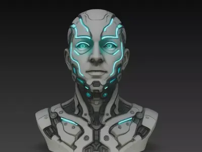 Cybernetic Android Bust STL Futuristic Sci-Fi Robot 3D print model